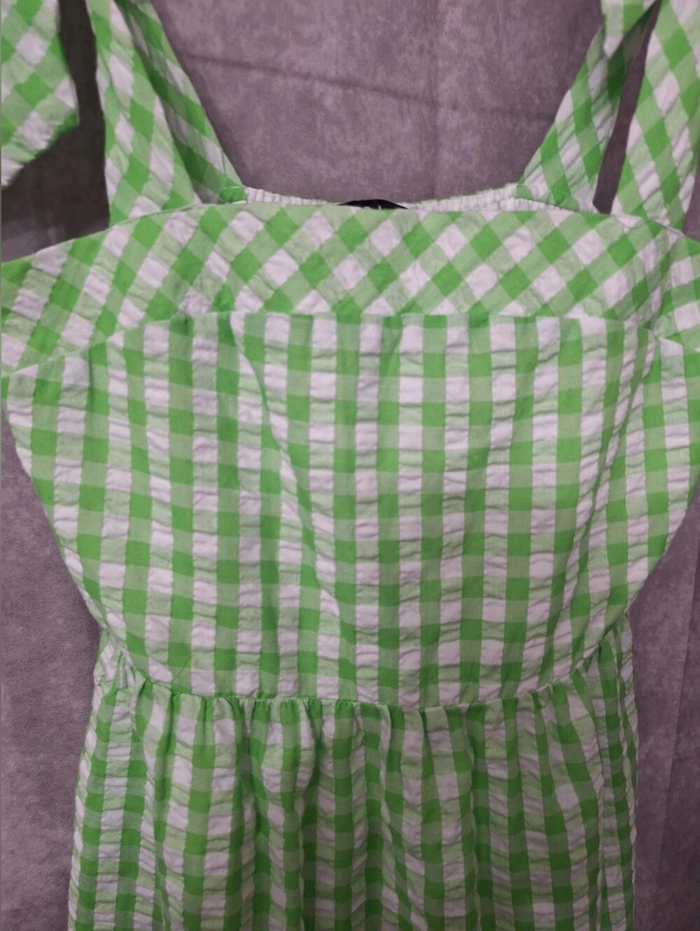 Green and White Gingham Sundress